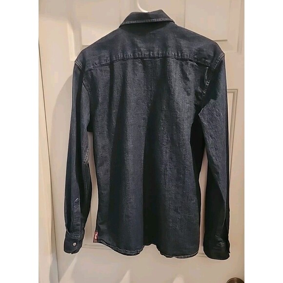 Wrangler Denim  Long Sleeve Button Up Shirt Mens Indigo Size M Pearl Snap Wester - Picture 6 of 10